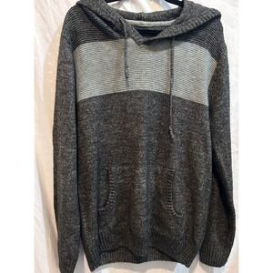 Commerce Men's Knit Hoodie Charcoal Gray Stripe Size L